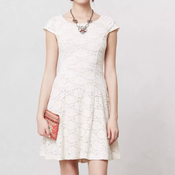 Anthropologie Maeve Dayflower Cream and Lace Dress - Picture 1 of 8